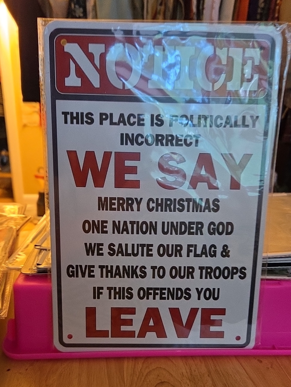 Patriotic Notice Sign - Red and White Home Accent